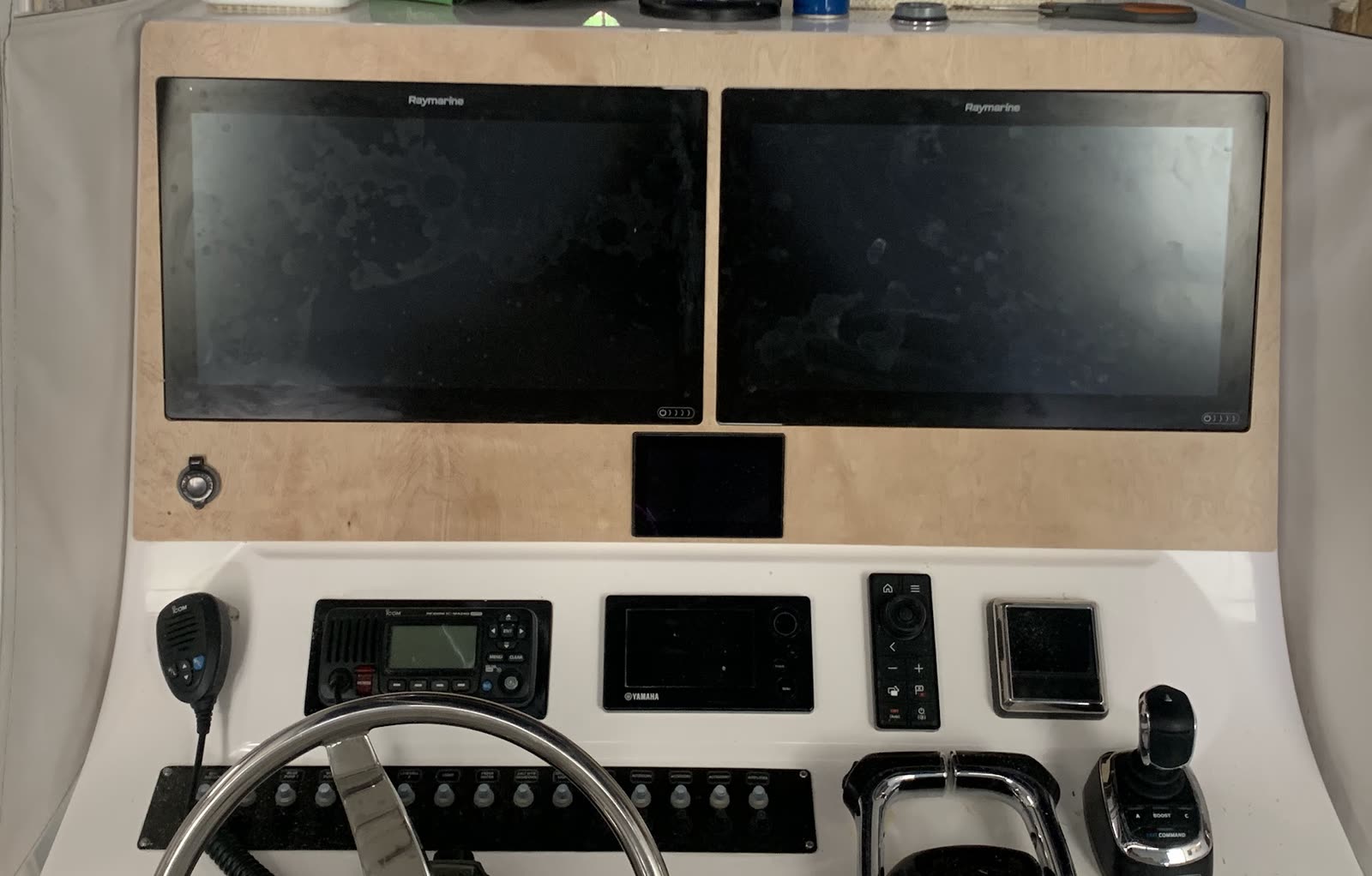 Before: Helm mid-build with the display panel being fitted
