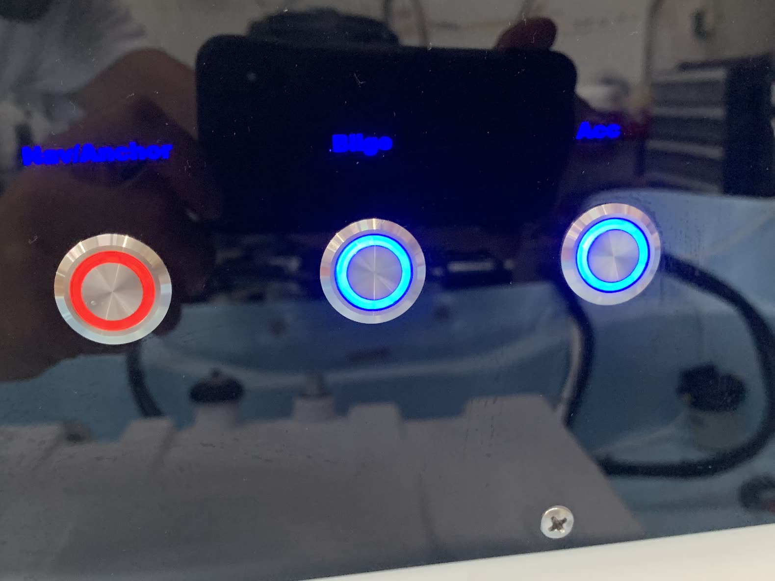 Switch panel with lighted push buttons